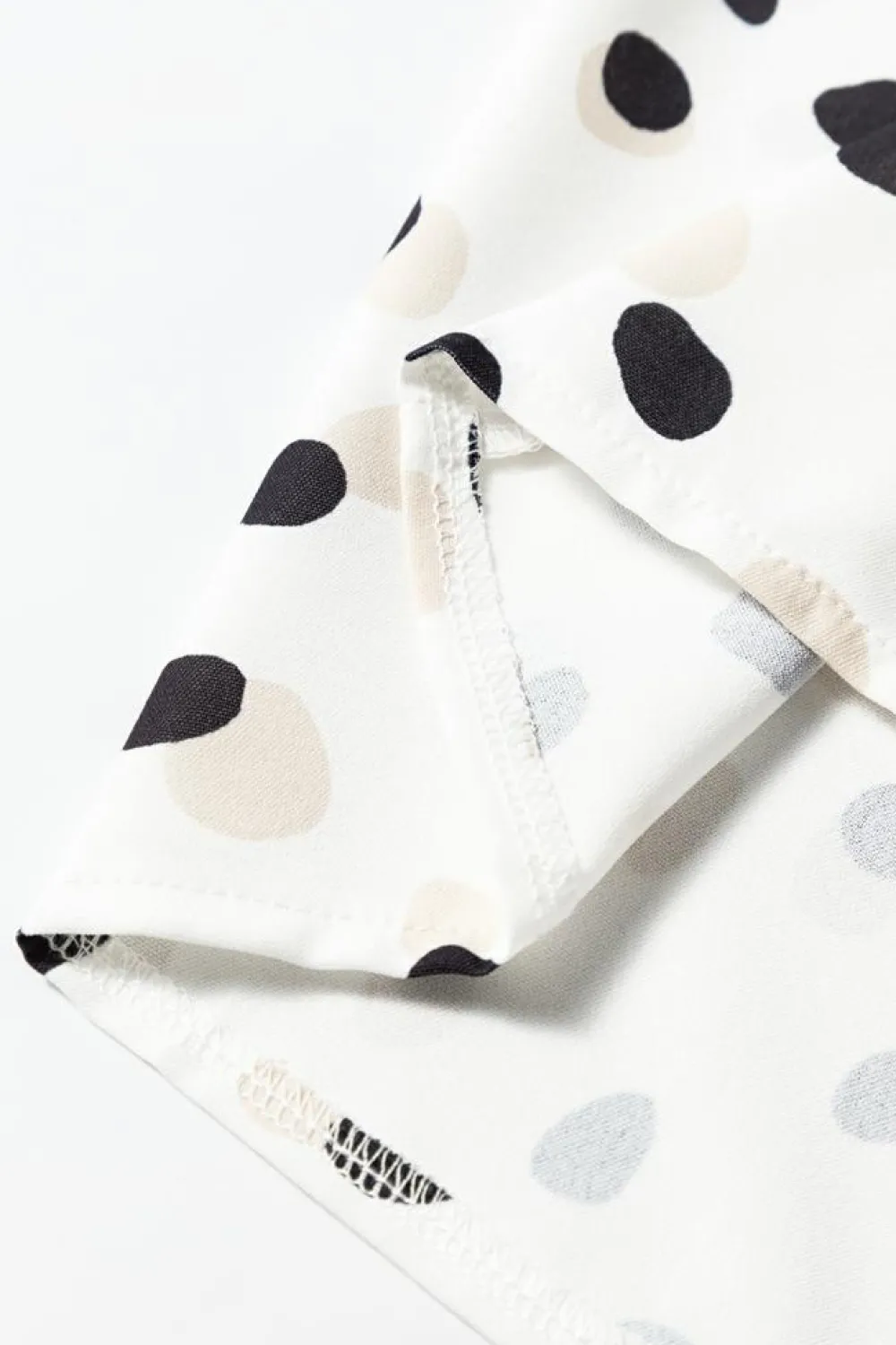 Hot Dear-Lover Polka Dot Print Button Front V Neck Blouse White
