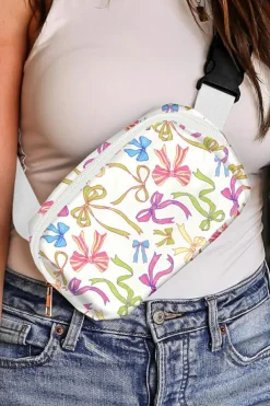 Online Dear-Lover Pretty Bow Printed Crossbody Bag White