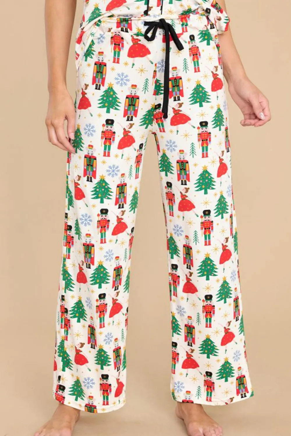 Online Dear-Lover Christmas Pattern Buttoned Two Piece Sleepwear White Printed
