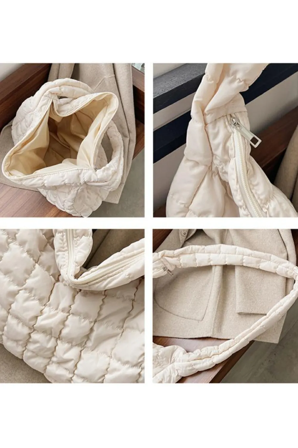 Hot Dear-Lover Quilted Zipper Large Shoulder Bag White