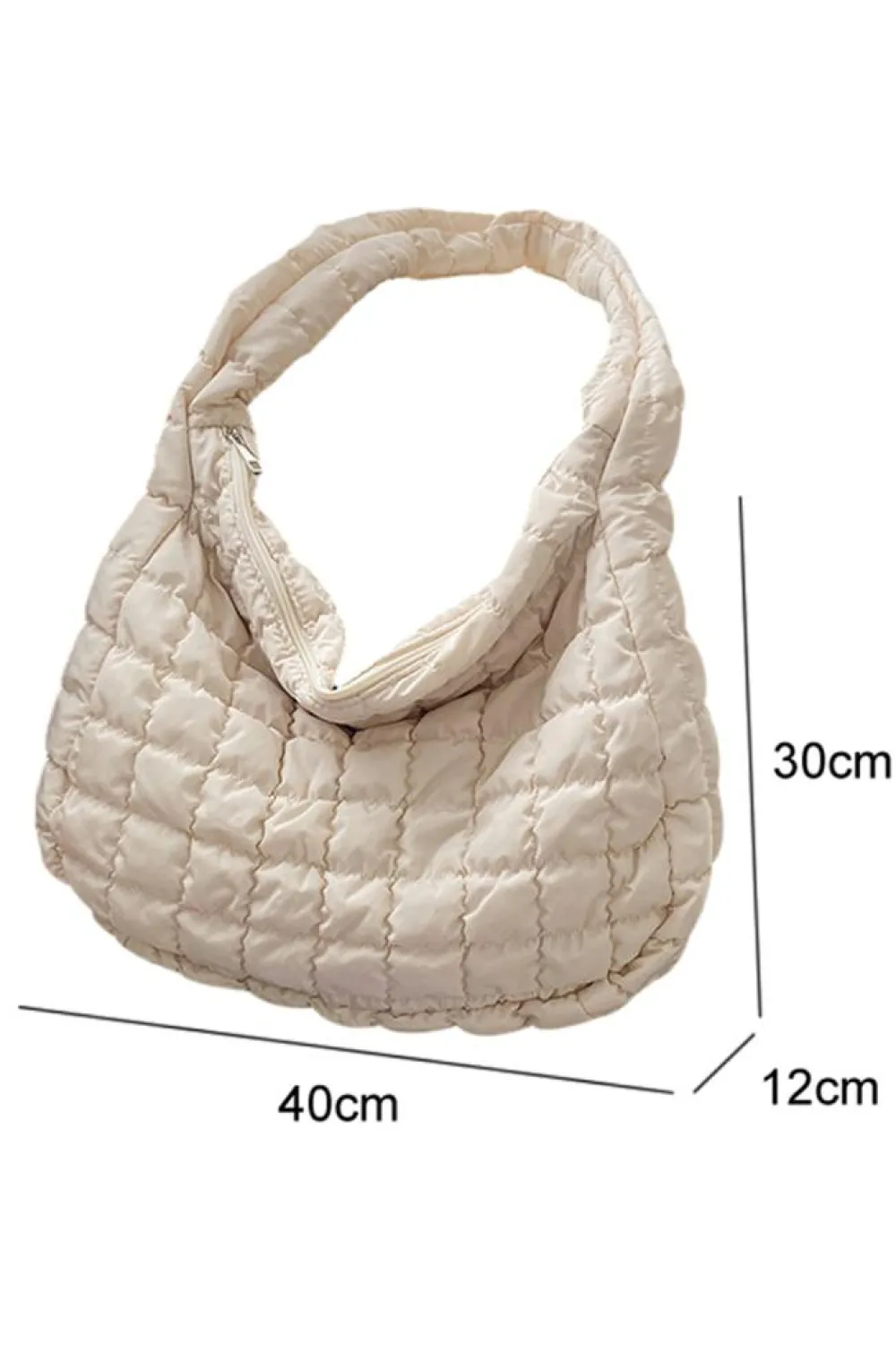 Hot Dear-Lover Quilted Zipper Large Shoulder Bag White