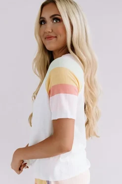 New Dear-Lover Rainbow Striped T Shirt and Shorts Set White