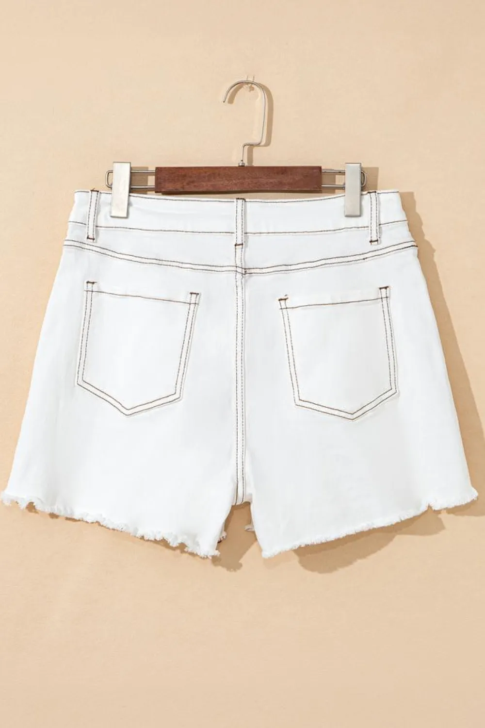 Fashion Dear-Lover Raw Hem High Waist Denim Shorts White