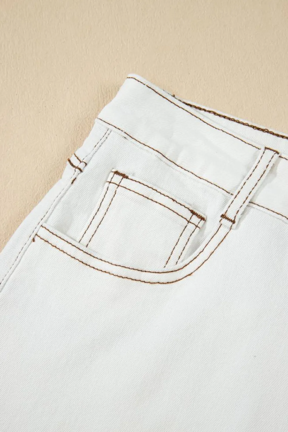 Fashion Dear-Lover Raw Hem High Waist Denim Shorts White