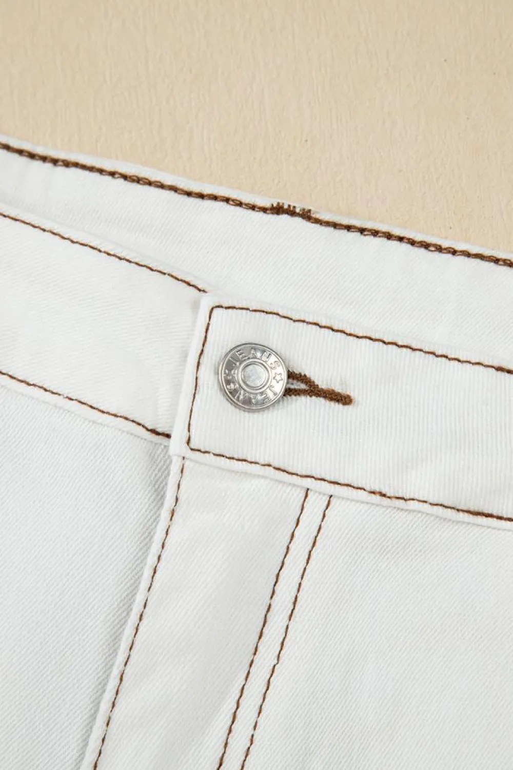 Fashion Dear-Lover Raw Hem High Waist Denim Shorts White