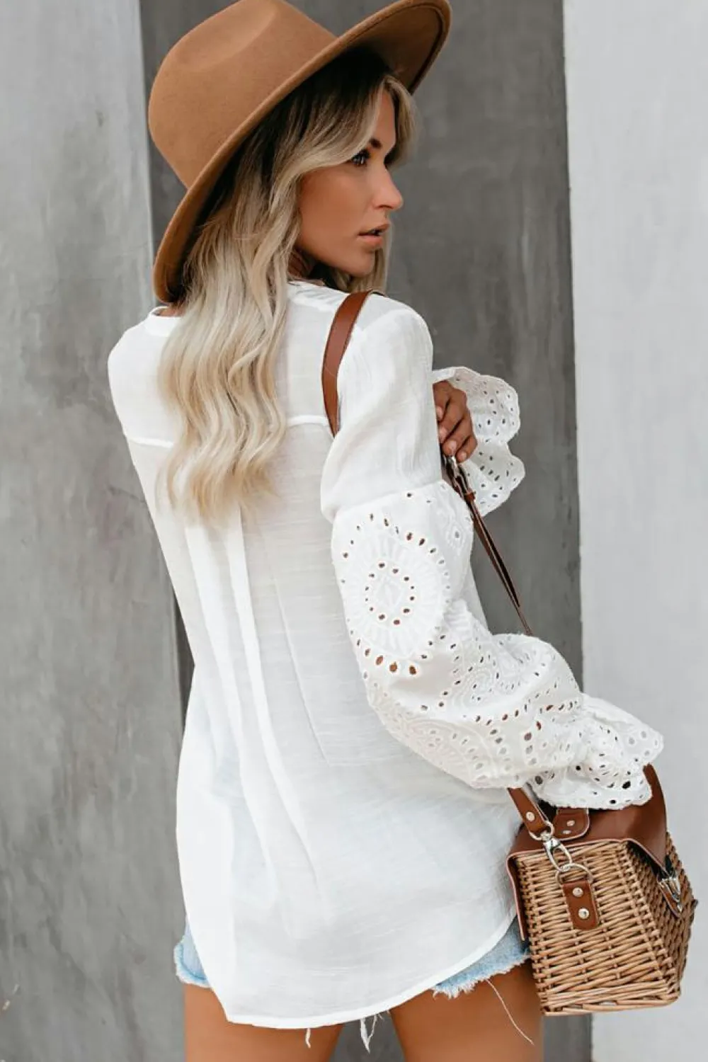 Outlet Dear-Lover Rekindle Eyelet Button Up Top White