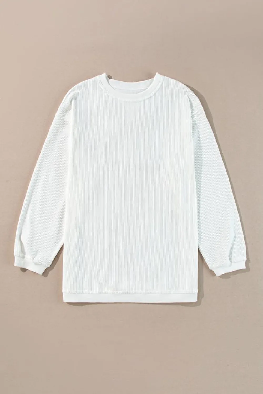 Hot Dear-Lover Ribbed Corduroy Oversized Sweatshirt White