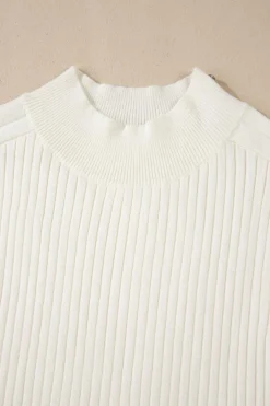 Hot Dear-Lover Ribbed Knit High Neck Sweater Vest White