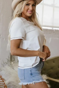Hot Dear-Lover RODEO Horseshoe Embroidered Patch Pocket T Shirt White