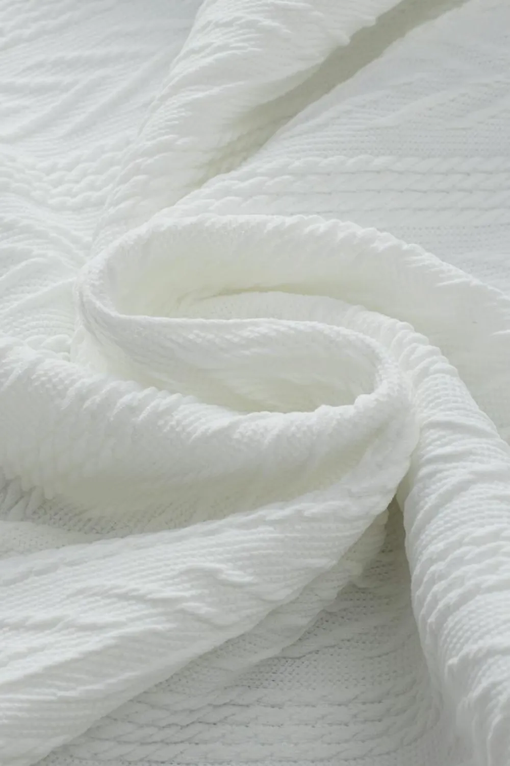 New Dear-Lover Round Neck Drop Shoulder Textured Knit Top White