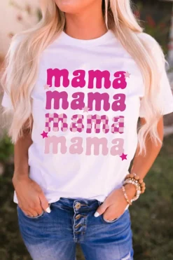 Clearance Dear-Lover Round Neck mama Graphic Casual Tee White
