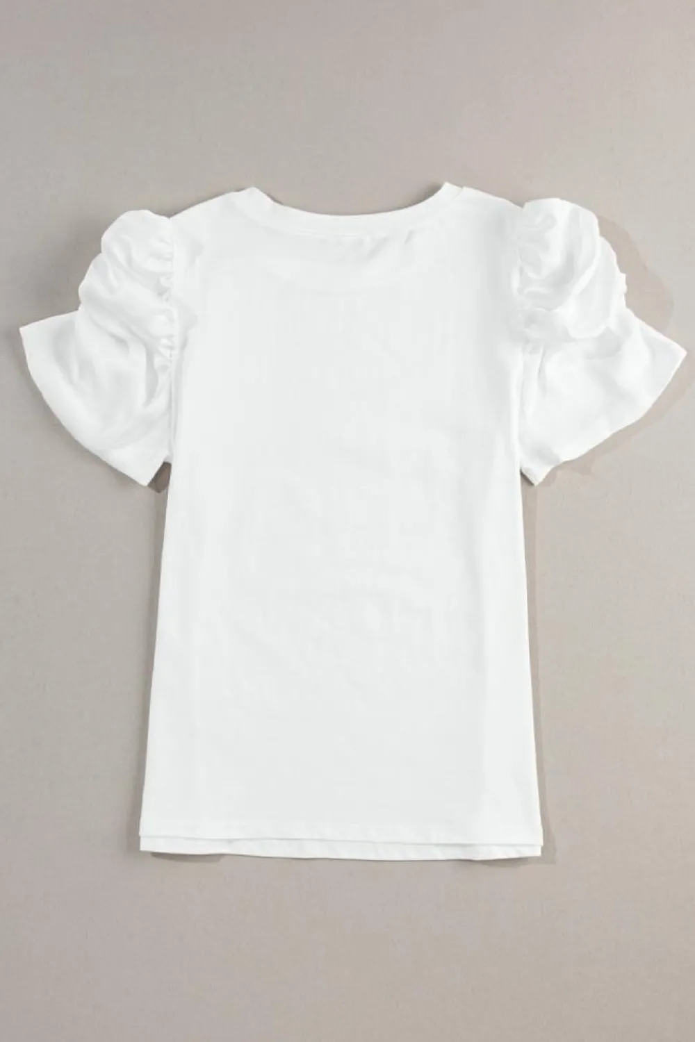 Sale Dear-Lover Ruched Puff Sleeve Crew Neck Tee White