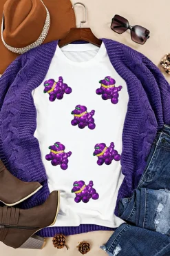 New Dear-Lover Sequin Balloon Puppy Graphic Mardi Gras Tee White