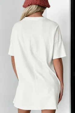 Discount Dear-Lover Sequin Flip Flops Graphic Tunic T Shirt White