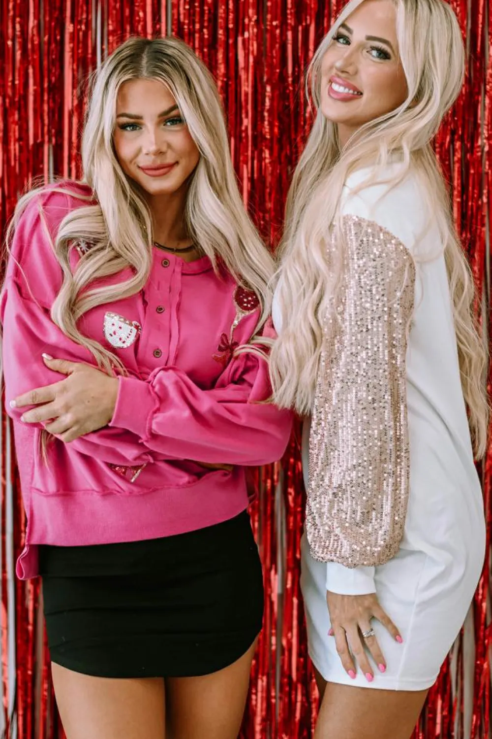 Discount Dear-Lover Sequin Puff Sleeve Shift Mini Dress White
