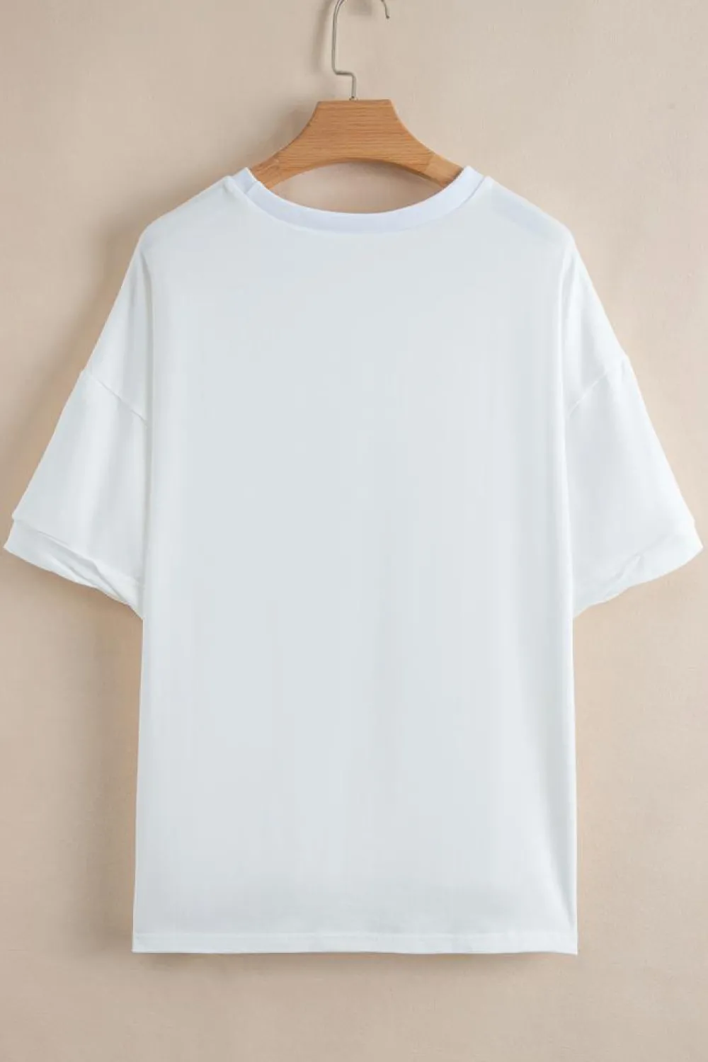 Sale Dear-Lover Sequin stars & stripes Graphic Drop Shoulder Loose T Shirt White