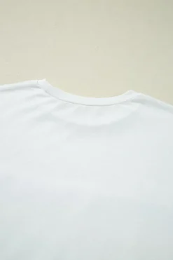 Sale Dear-Lover Sequin Stripes Patchwork Mardi Gras Crew Neck T Shirt White
