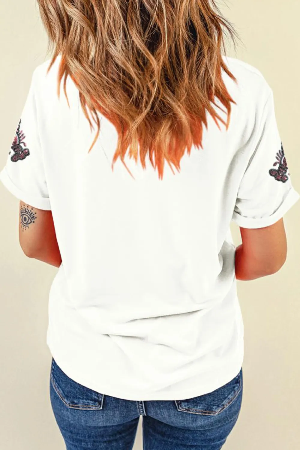 Hot Dear-Lover Sequined Lobster Crewneck Tee White