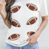 Hot Dear-Lover Sequined Rugby Football Graphic Cotton T Shirt White
