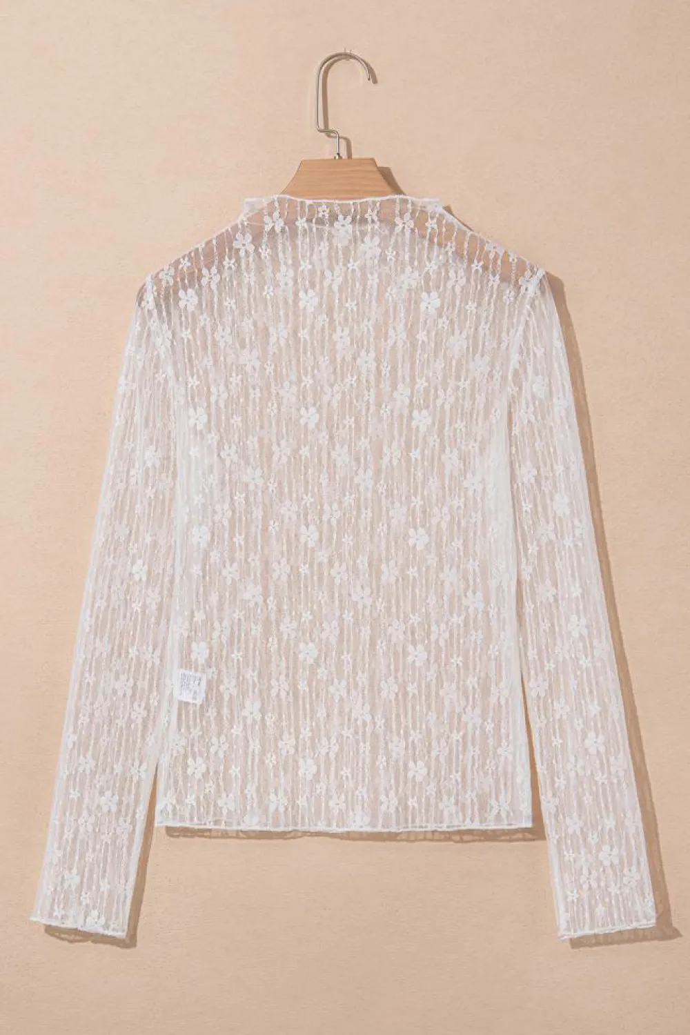 Outlet Dear-Lover Sheer Floral Lace Long Sleeve Slim Fit Top White