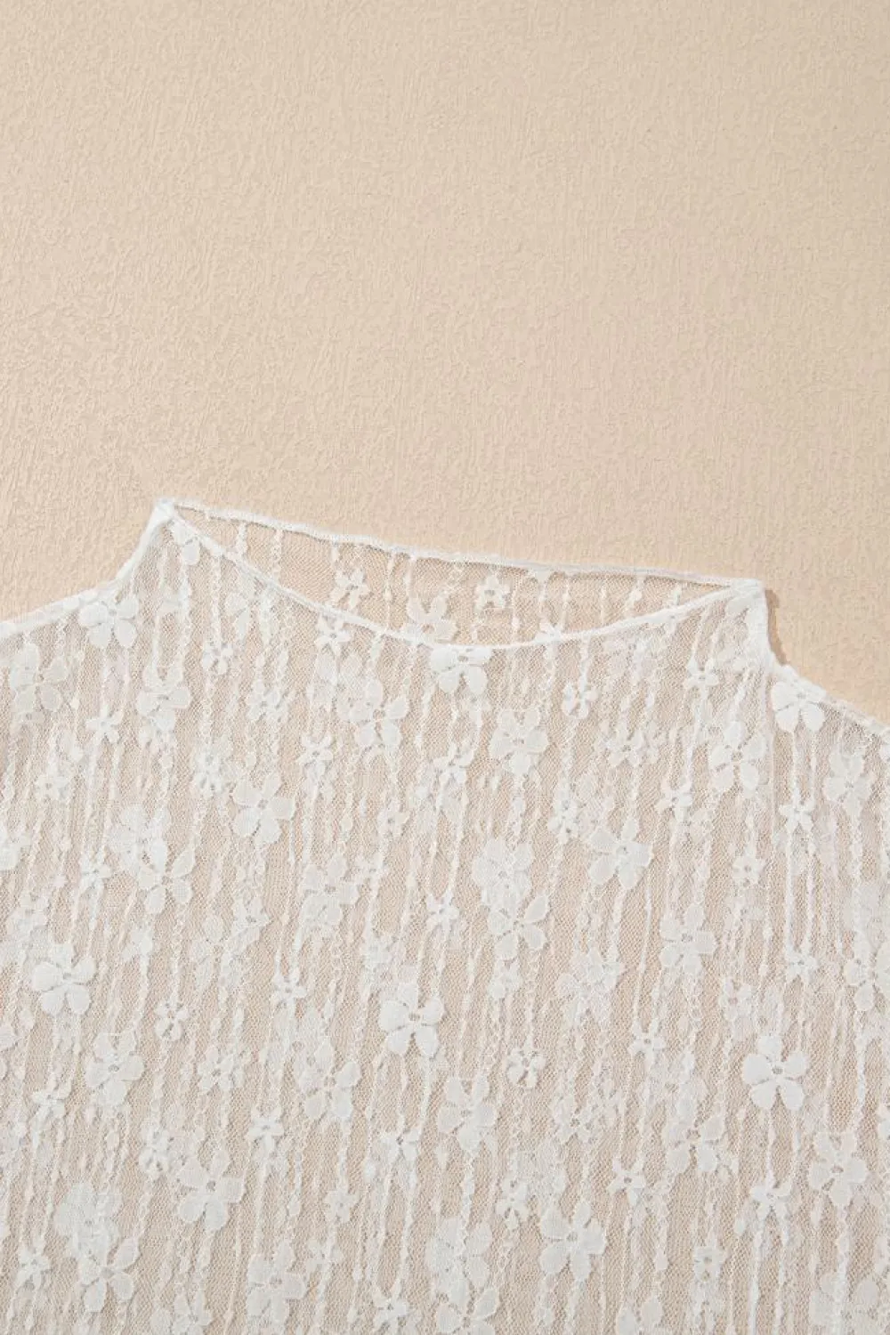 Outlet Dear-Lover Sheer Floral Lace Long Sleeve Slim Fit Top White