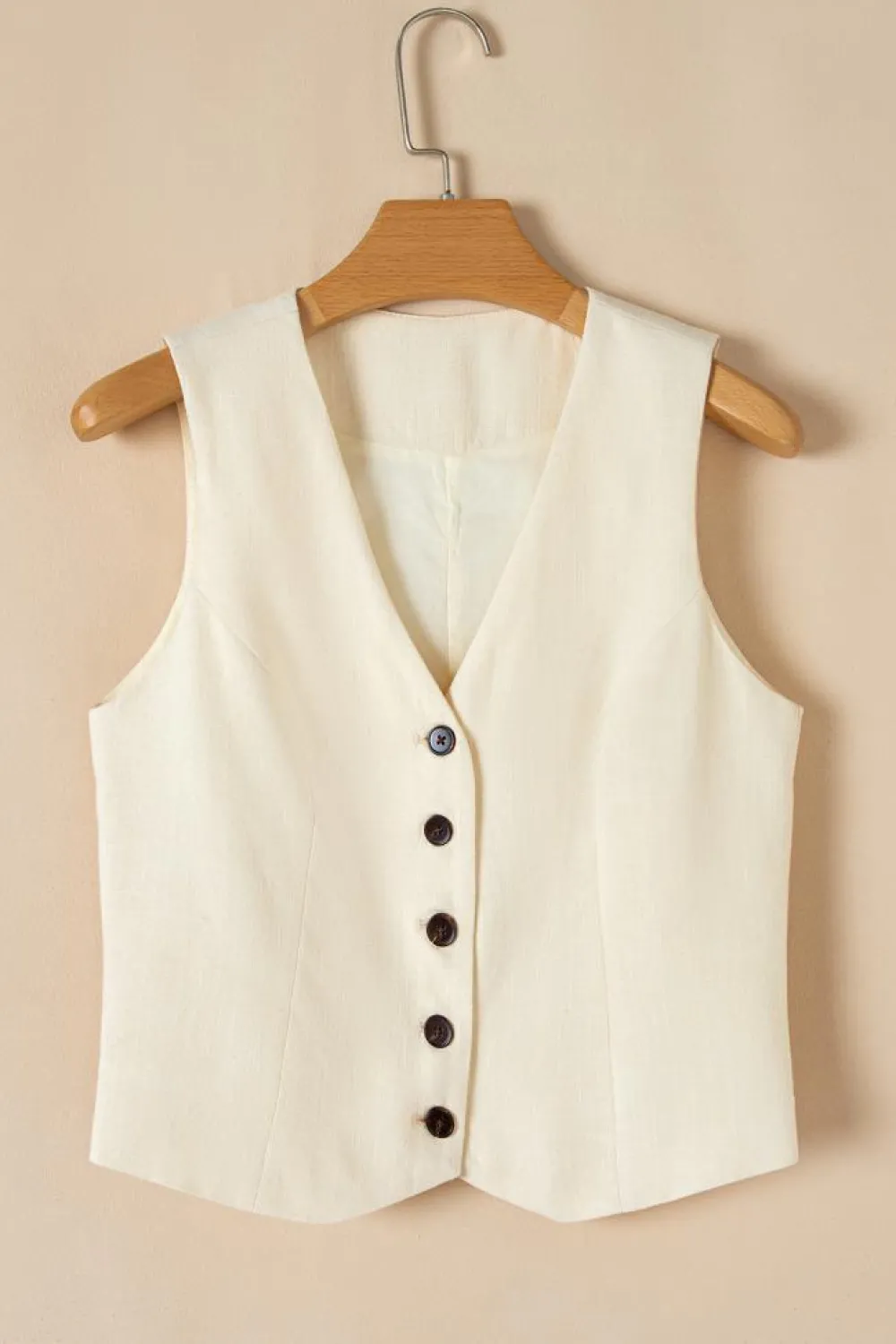 Online Dear-Lover Slim Fit Buttoned V Neck Vest White
