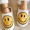 Outlet Dear-Lover Smile Face Print Non-slip Plush Slippers White