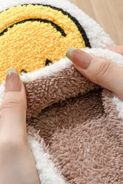 Outlet Dear-Lover Smile Face Print Non-slip Plush Slippers White
