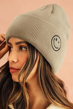 Outlet Dear-Lover Smiley Face Eaveless Beanie Hats White