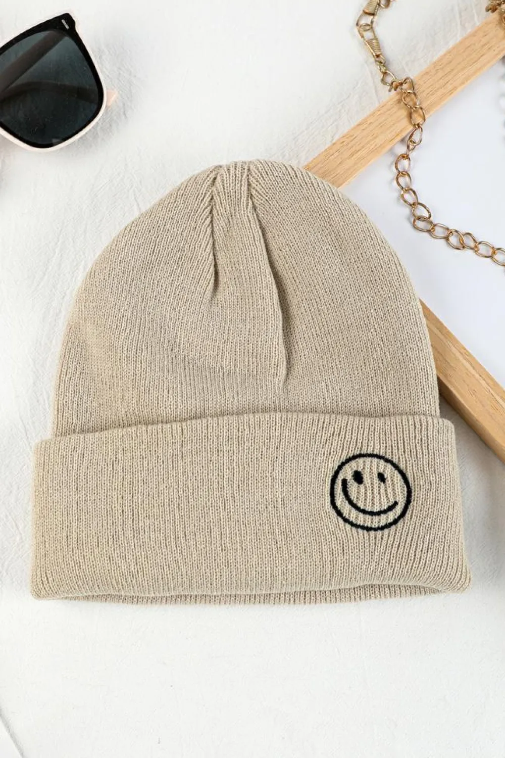 Outlet Dear-Lover Smiley Face Eaveless Beanie Hats White
