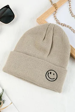 Outlet Dear-Lover Smiley Face Eaveless Beanie Hats White