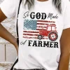 Discount Dear-Lover So GOD Made A FARMER Flag Graphic Tee White