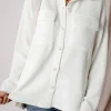 Online Dear-Lover Solid Color Corduroy Buttoned Long Sleeve Jacket White