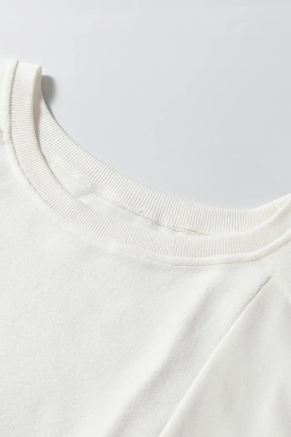 Best Dear-Lover Solid Color Patchwork Drop Shoulder Baggy Sweatshirt White