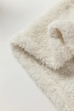 Sale Dear-Lover Solid Color Quilted Sherpa Patchwork Button Up Shacket White
