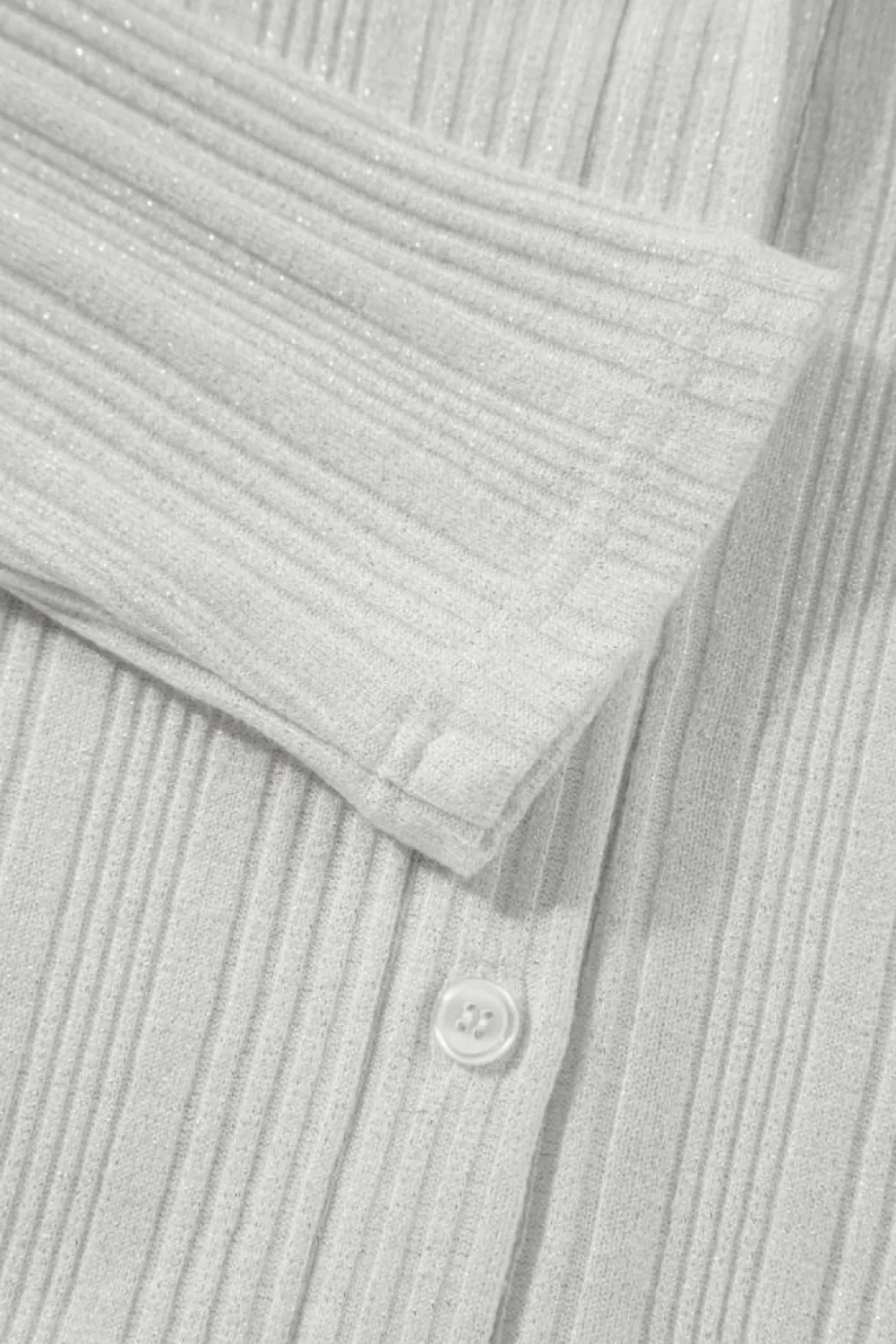 Outlet Dear-Lover Solid Color Ribbed Button up Tunic Cardigan White