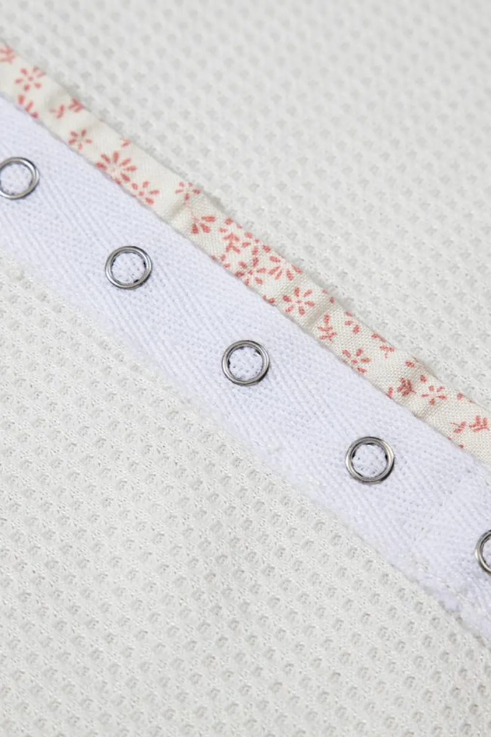 Outlet Dear-Lover Solid Color Waffle Knit Half Buttons Tank Top White