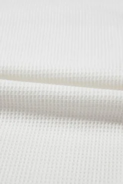 Outlet Dear-Lover Solid Color Waffle Knit Half Buttons Tank Top White