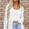 New Dear-Lover Solid Open Knit Cardigan White