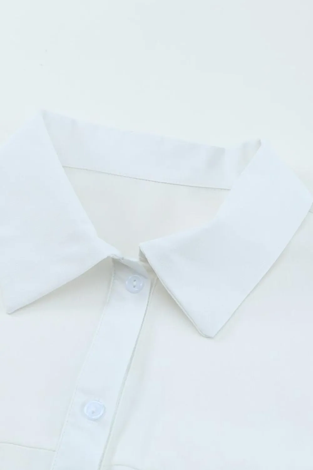 Hot Dear-Lover Solid Pocket Long Sleeve Button-up Shirt White