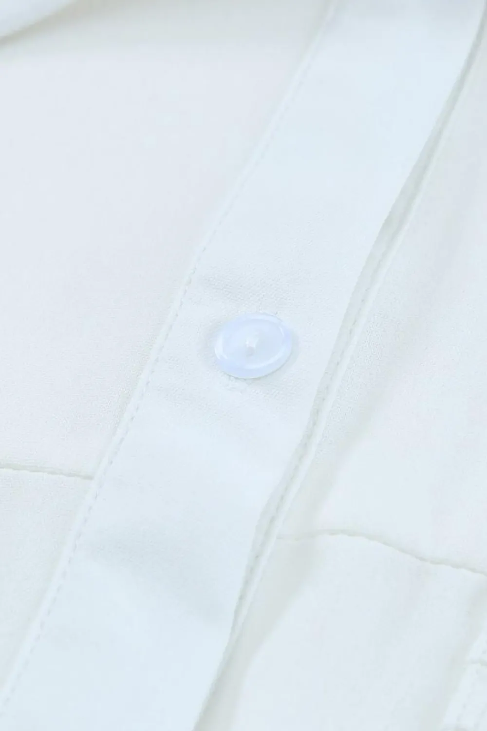 Hot Dear-Lover Solid Pocket Long Sleeve Button-up Shirt White