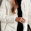 Outlet Dear-Lover Solid Quilted Hooded Zip Up Puffer Coat White