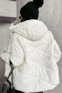 Outlet Dear-Lover Solid Quilted Hooded Zip Up Puffer Coat White