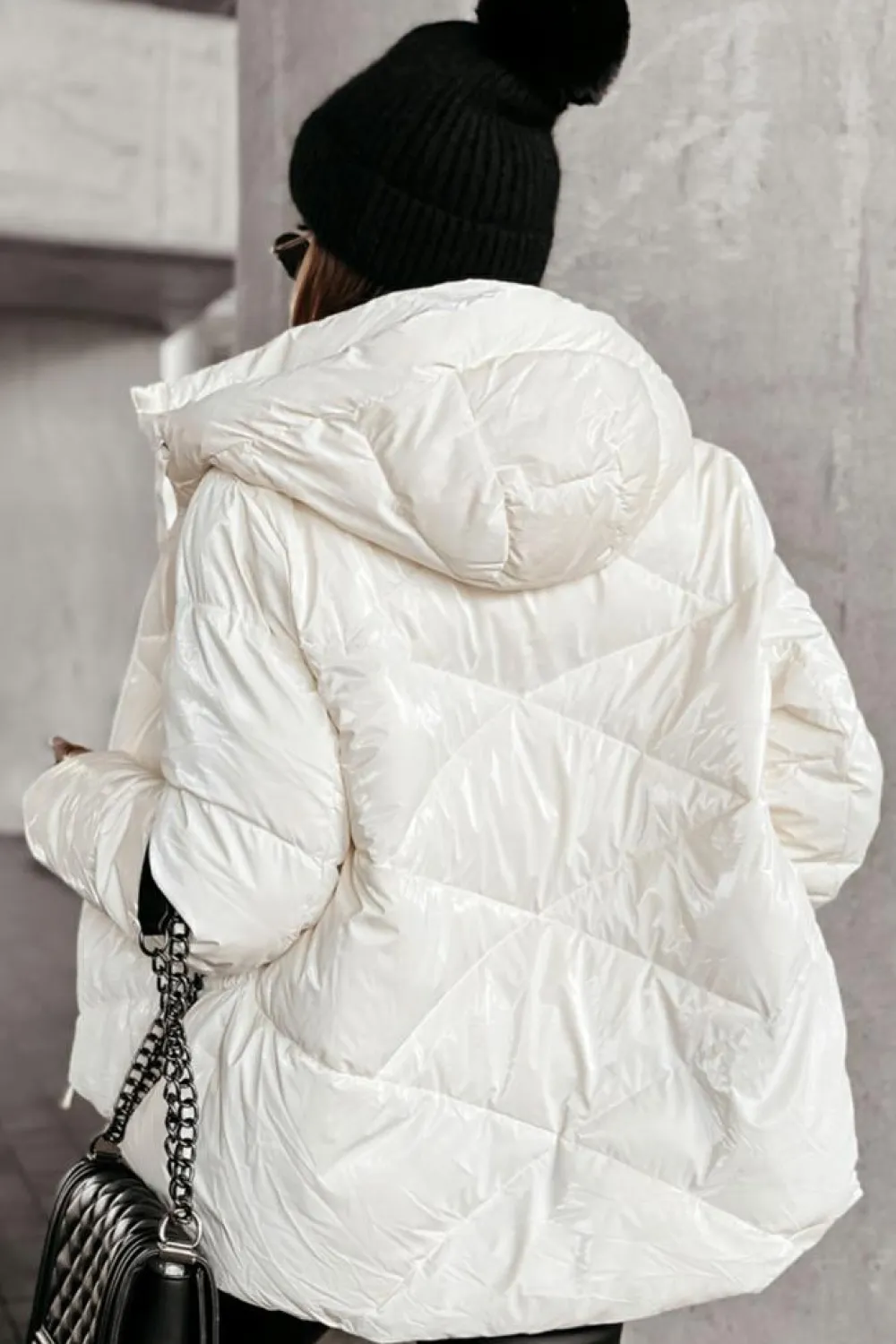 Outlet Dear-Lover Solid Quilted Hooded Zip Up Puffer Coat White