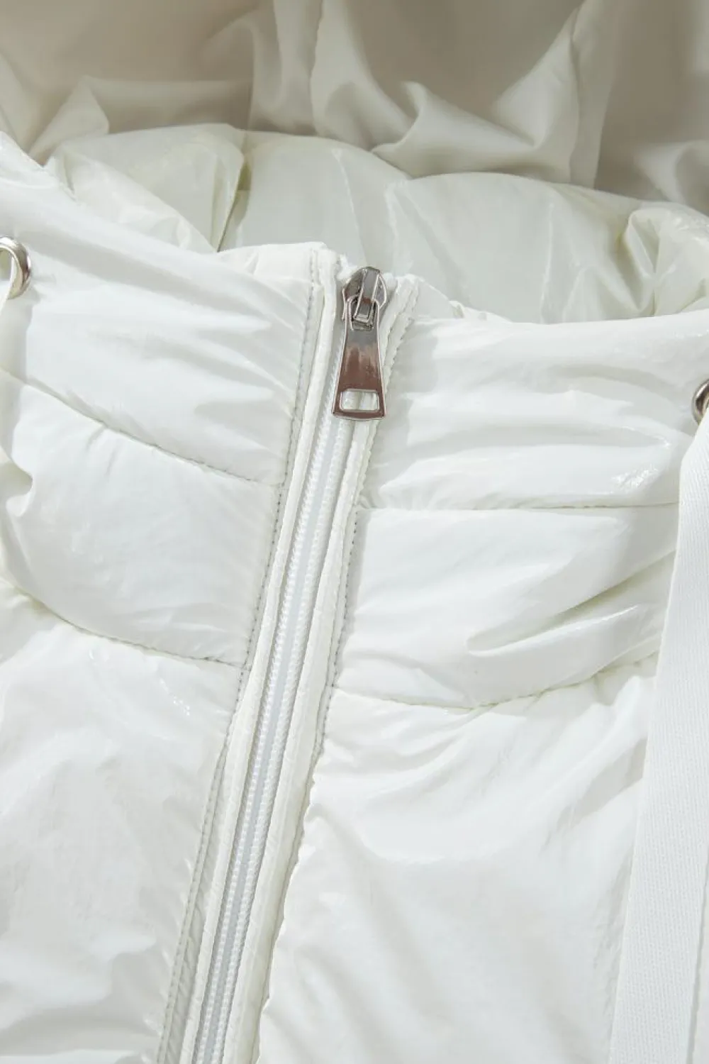Outlet Dear-Lover Solid Quilted Hooded Zip Up Puffer Coat White