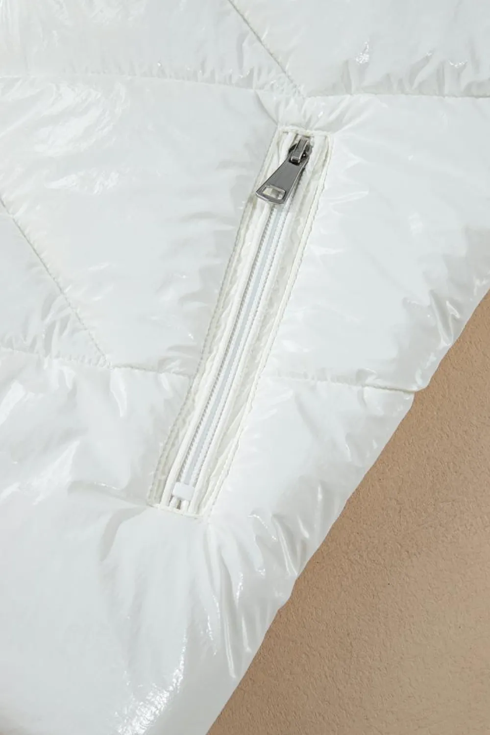 Outlet Dear-Lover Solid Quilted Hooded Zip Up Puffer Coat White