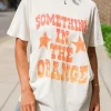 Discount Dear-Lover SOMETHING IN THE ORANGE Graphic Crew Neck T Shirt White