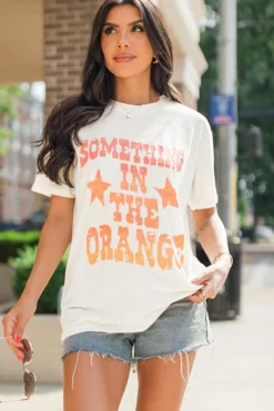 Discount Dear-Lover SOMETHING IN THE ORANGE Graphic Crew Neck T Shirt White