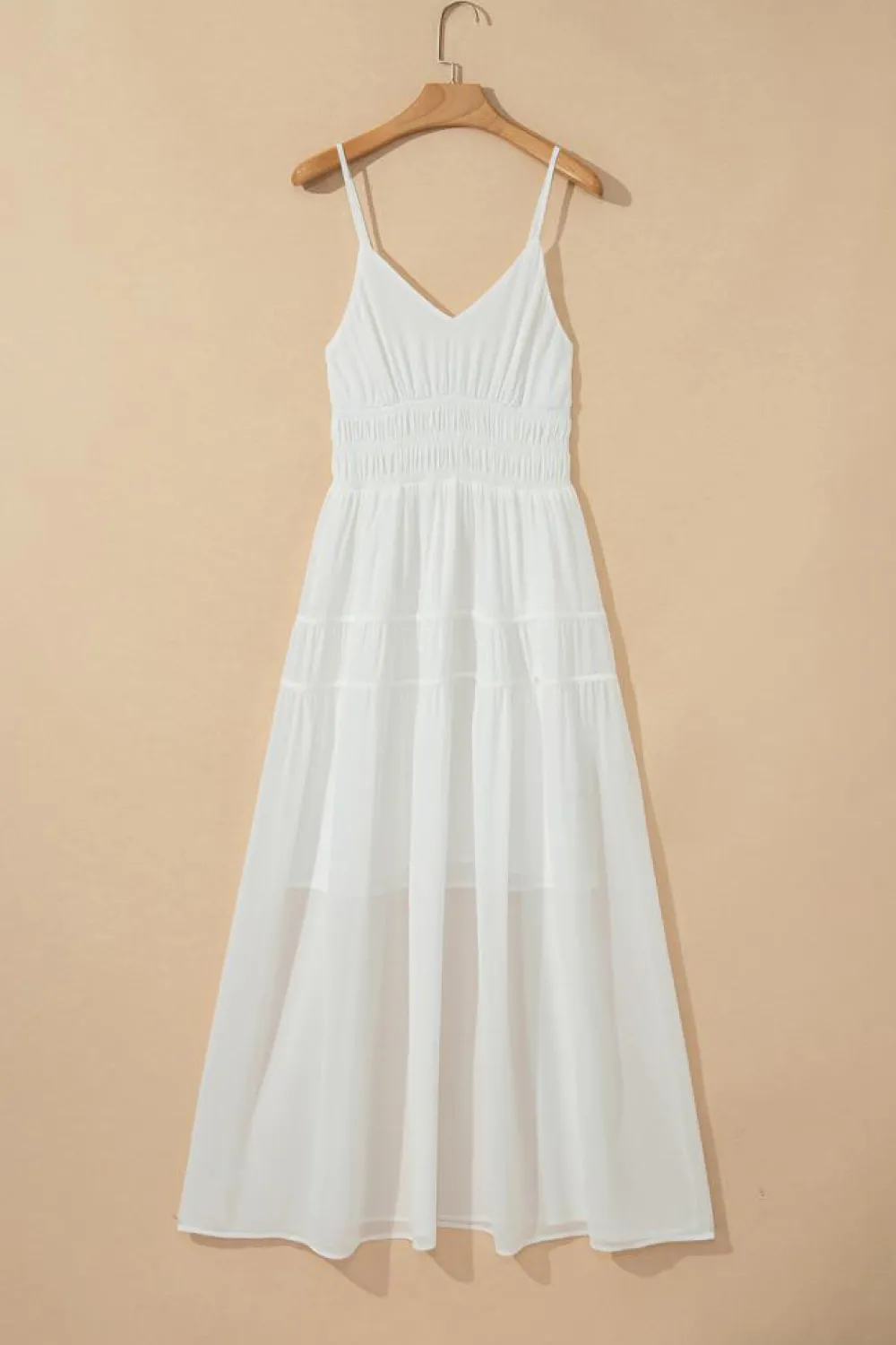 Sale Dear-Lover Spaghetti Straps High Waist Elegant Long Dress White
