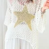 Outlet Dear-Lover Star Graphic Crochet Knitted Summer Sweater Top White